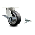 Service Caster 5 Inch Kingpinless Rubber on Aluminum Wheel Caster with Brake and Swivel Lock SCC-KP30S520-RAR-SLB-BSL
